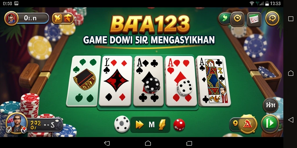 Tampilan gameplay seru dalam BATA123 yang menampilkan strategi domino.