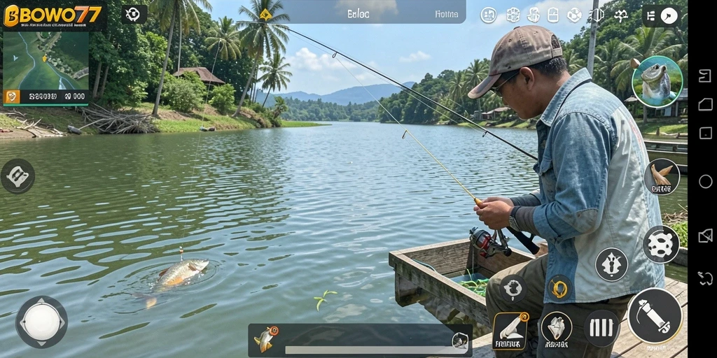 Tampilan gameplay BOWO77 yang menawan dan menarik saat memancing.