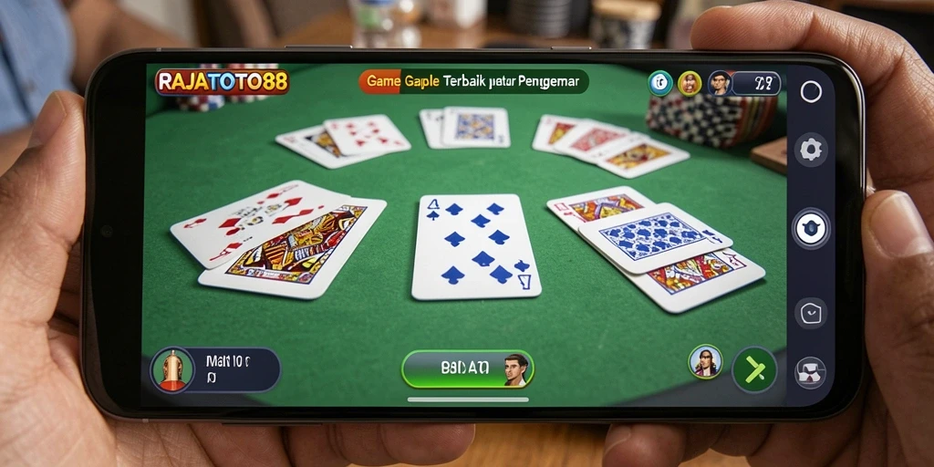 Screenshot gameplay RAJATOTO88 menampilkan aksi seru permainan Gaple.