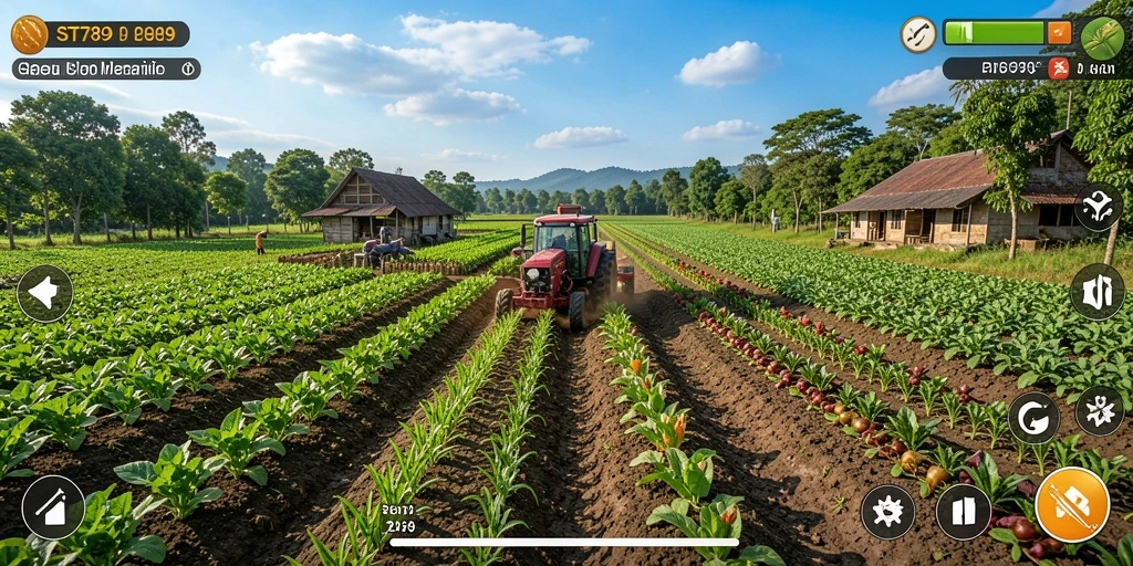 Tampilan permainan ST789 yang seru dengan aktivitas bertani.