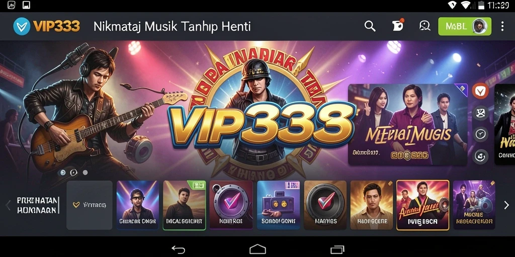 Screenshot VIP333 yang menampilkan antarmuka aplikasi musik yang user-friendly.